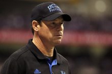 Jan 2, 2015; San Antonio, TX, USA; UCLA Bruins head coach Jim L. Mora looks onto the field during the first half of the 2015 Alamo Bowl against the Kansas State Wildcats at Alamodome. Mandatory Credit: Soobum Im-USA TODAY Sports